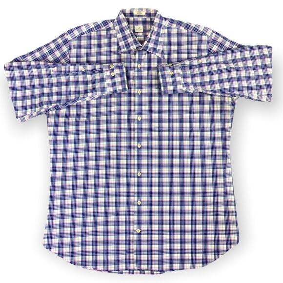 Peter Millar Men's Plaid Cotton Long Sleeve Button Down Dress Shirt, Large - Picture 2 of 9